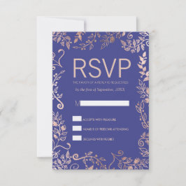 Elegant Royal Blue Roos Gold Floral RSVP-kaarten RSVP Kaartje
