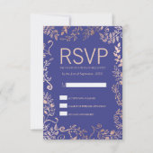 Elegant Royal Blue Roos Gold Floral RSVP-kaarten RSVP Kaartje (Voorkant)