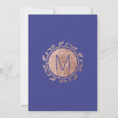 Elegant Royal Blue Roos Gold Floral Verloving Kaart (Achterkant)