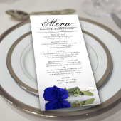 Elegant Royal Blue Roos met Reflections Wedding Menu