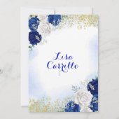 Elegant Royal Blue Roos Mis XV Anos Uitnodiging (Achterkant)