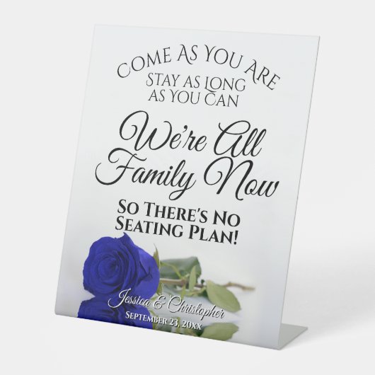 Elegant Royal Blue Roos Open Seating Wedding Reclamebord Met Voetstuk (Voorkant)