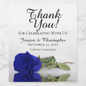 Elegant Royal Blue Roos Wedding Bedankt Wijn Etiket (Enkel label)