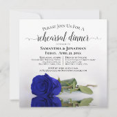 Elegant Royal Blue Roos Wedding Rehearsal & Dinner Kaart (Voorkant)