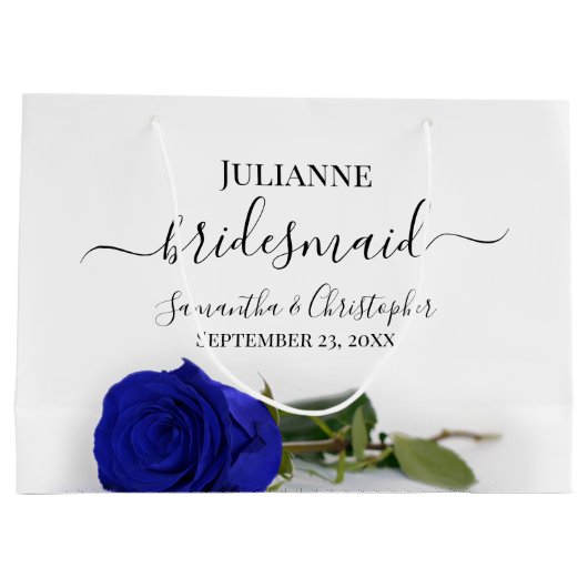 Elegant Royal Blue Rose Posh Bridesmaid Wedding Groot Cadeauzakje (Achterkant)