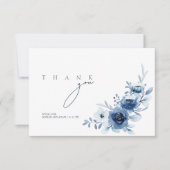 Elegant Royal Blue Rozen Bloemenbruiloft Bedankkaart (Voorkant)