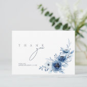 Elegant Royal Blue Rozen Bloemenbruiloft Bedankkaart (Staand voorkant)