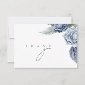 Elegant Royal Blue Rozen Bloemenbruiloft Bedankkaart (Voorkant)