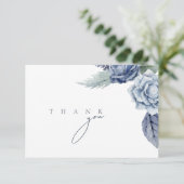 Elegant Royal Blue Rozen Bloemenbruiloft Bedankkaart (Staand voorkant)