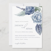 Elegant Royal Blue Rozen Bloemenbruiloft Kaart (Voorkant)