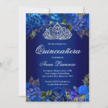 Elegant Royal Blue Rozen Diamond Tiara Quinceanera