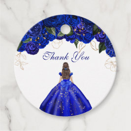 Elegant Royal Blue Rozen Floral Quince Hartelijk d Bedankjes Labels