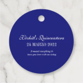 Elegant Royal Blue Rozen Floral Quince Hartelijk d Bedankjes Labels (Achterkant)