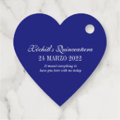Elegant Royal Blue Rozen Floral Quinceanera Bedankjes Labels (Achterkant)