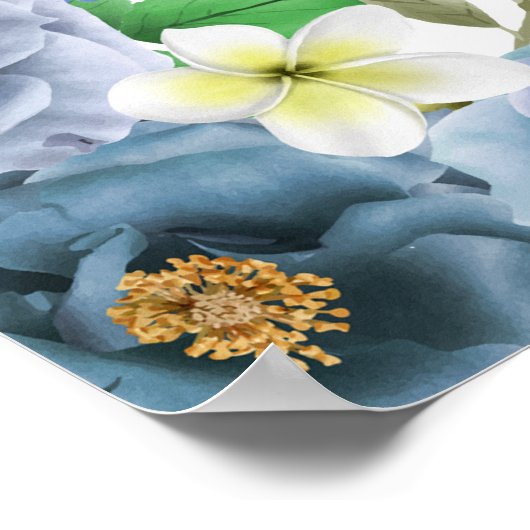 Elegant Royal Blue Rozen Wedding Invitation Poster (Hoek)