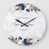 elegant Royal Blue Rustic modern savethedate. Grote Klok (Voorkant)