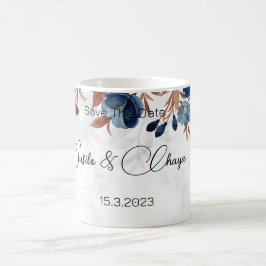elegant Royal Blue Rustic modern savethedate. Koffiemok