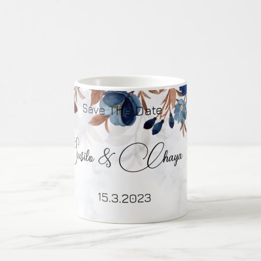 elegant Royal Blue Rustic modern savethedate. Koffiemok (Center)