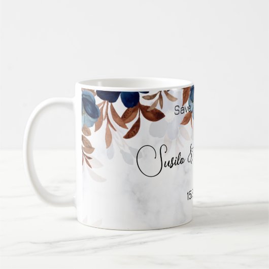 elegant Royal Blue Rustic modern savethedate. Koffiemok (Links)