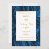 ELEGANT ROYAL BLUE SATIN BIRTHDAY INVITATIE KAART (Voorkant)