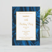 ELEGANT ROYAL BLUE SATIN BIRTHDAY INVITATIE KAART (Staand voorkant)