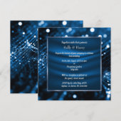 ELEGANT ROYAL BLUE SATIN DIAMOND WEDING KAART (Voorkant / Achterkant)