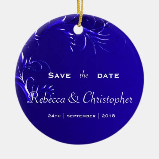 Elegant Royal Blue Save the Date Keramisch Ornament (Voorkant)