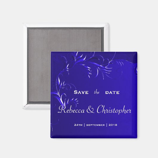 Elegant Royal Blue Save the Date Magneet (Voorkant / Achterkant)
