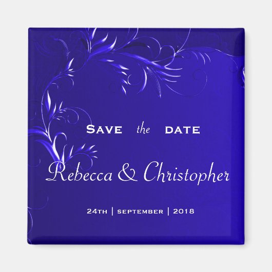 Elegant Royal Blue Save the Date Magneet (Voorkant)
