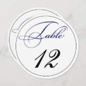 Elegant Royal Blue Script Round Table Number Kaart (Voorkant / Achterkant)