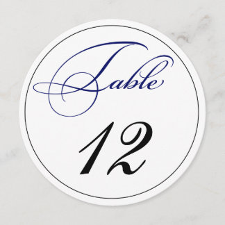 Elegant Royal Blue Script Round Table Number Kaart