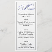 Elegant Royal Blue Script Wedding Menu Kaart (Voorkant)