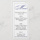 Elegant Royal Blue Script Wedding Menu Kaart (Voorkant / Achterkant)