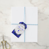Elegant Royal Blue Silver Floral Hartelijk dank Cadeaulabel (Met Touw)