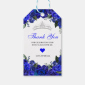Elegant Royal Blue Silver Floral Hartelijk dank Cadeaulabel (Voorkant)