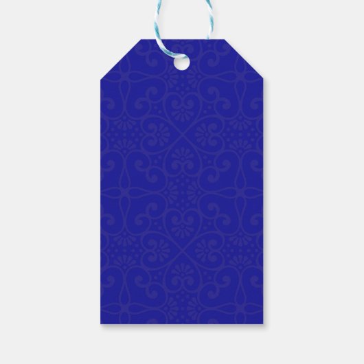 Elegant Royal Blue Silver Floral Hartelijk dank Cadeaulabel (Achterkant)