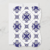 Elegant Royal Blue Silver Medallion Print Wedding Kaart (Achterkant)
