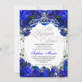 Elegant Royal Blue Silver Quinceanera Birthday Kaart (Voorkant)