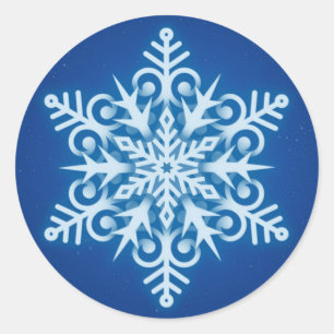 Elegant Royal Blue Snowflake kerst Ronde Sticker