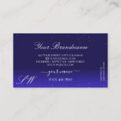 Elegant Royal Blue Sparging Diamonds en Monogram Visitekaartje (Achterkant)