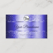 Elegant Royal Blue Sparging Glitter Logo Monogram Visitekaartje (Voorkant)