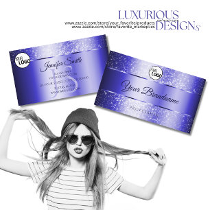 Elegant Royal Blue Sparging Glitter Logo Monogram Visitekaartje