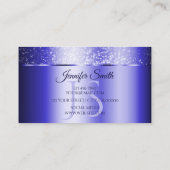 Elegant Royal Blue Sparkling Glitter en Monogram Visitekaartje (Achterkant)