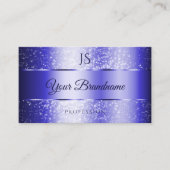 Elegant Royal Blue Sparkling Glitter en Monogram Visitekaartje (Voorkant)