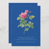 Elegant Royal Blue Sweet 16  Bloemen Kaart (Voorkant / Achterkant)