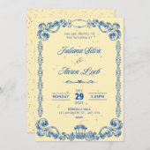 Elegant Royal Blue Vintage Wedding Invitation  Bedankkaart (Voorkant / Achterkant)