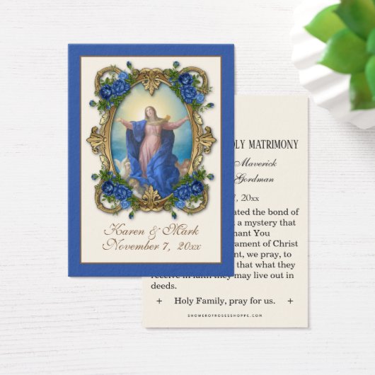 Elegant Royal Blue Virgin Mary Wedding Heilige Kaa Visitekaartje (Bureau)