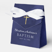 Elegant Royal Blue Waterverf Baptism Boy Bedankdoosjes (Voorkant Zijde)