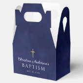 Elegant Royal Blue Waterverf Baptism Boy Bedankdoosjes (Geopend)