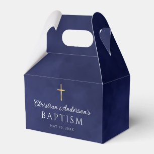 Elegant Royal Blue Waterverf Baptism Boy Bedankdoosjes